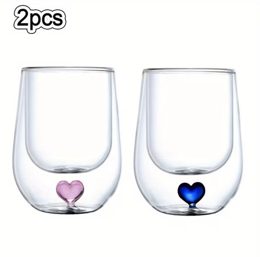 Doppelwandgläser 3D-Herzmuster